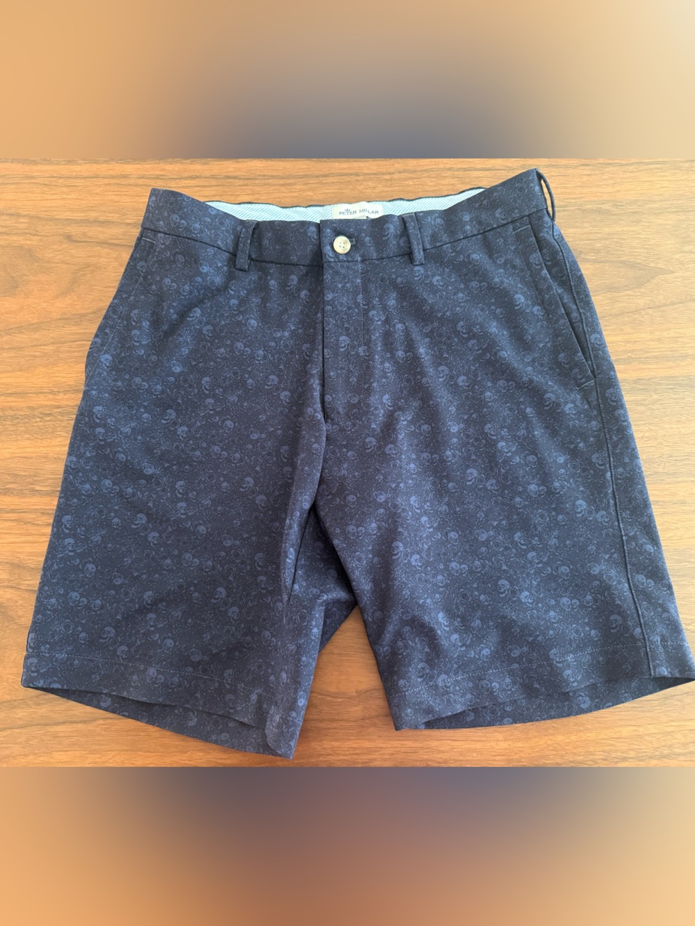 Peter Millar Dark Navy Paisley-Print Flat Front Shorts